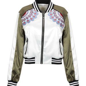 MAJE Embroidered Satin Bomber Jacket like new